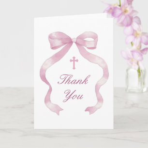 Elegante rosa Schleife Heiliges Kreuz Religiöse Da Karte