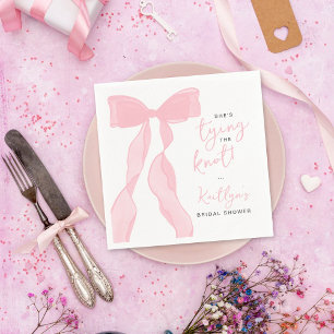 Elegante rosa Schleife Hochzeitsdusche 'Knoten bin Serviette