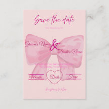 Elegante rosa Schleife "Save the Date" Hochzeit