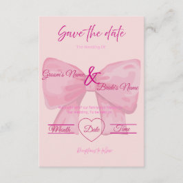 Elegante rosa Schleife "Save the Date" Hochzeit  Einladung