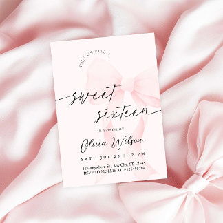 Elegante rosa Schleife Sweet 16 Geburtstag Einladung