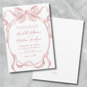 Elegante Rosa Schleife Whimsical Hochzeit Einladung