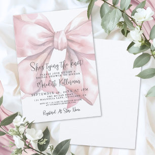 Elegante Rosa Schleifen Brautparty Einladung