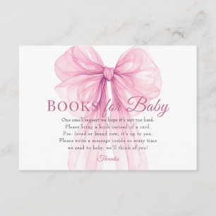 Elegante rosa Schleifen-Bücher-für-Baby-Anfragekar Begleitkarte