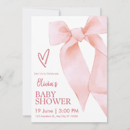 Elegante rosa Schleifen Mädchen Baby Shower Einlad Einladung