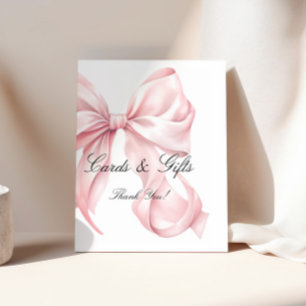 Elegante rosa Schleifenkarten und Geschenke Schild