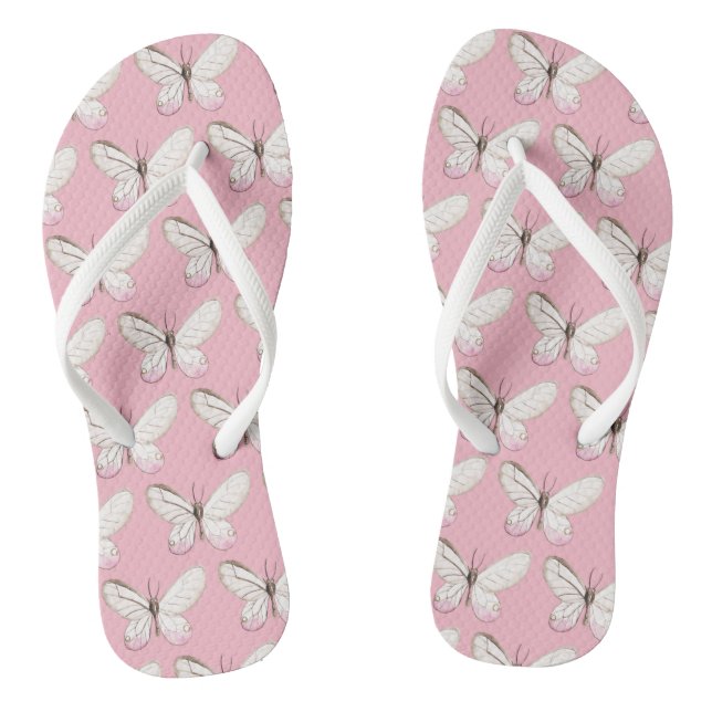 Elegante rosa Schmetterlinge Muster Flip Flops (Fußbett)
