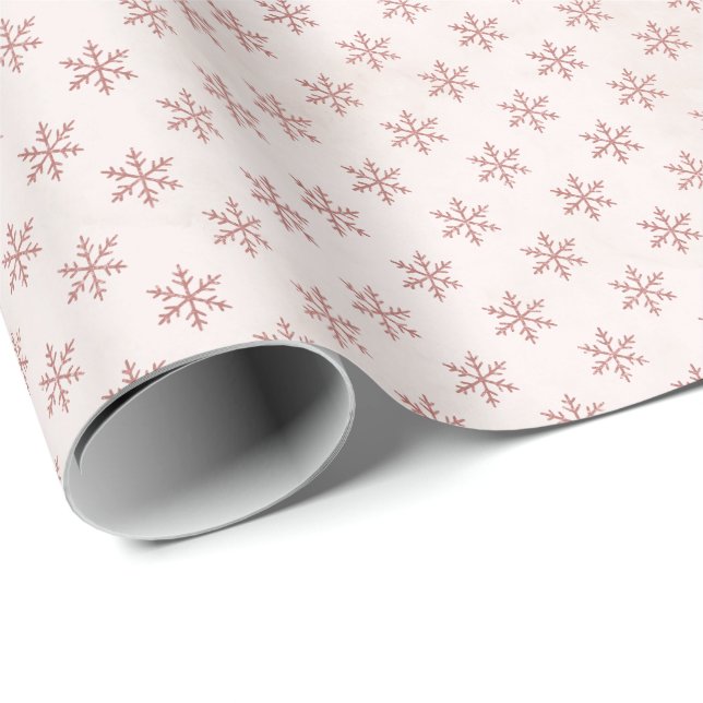 Elegante Rosa Schneeflocke | Weihnachtsfeiertag Geschenkpapier (Rolleneckpunkt)