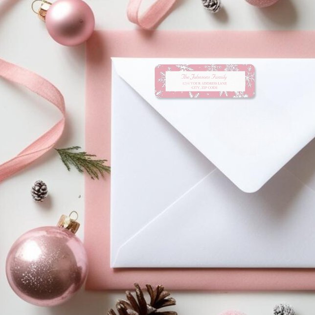 Elegante Rosa Schneeflocken Holiday Winter zurück (Elegant Pink Snowflakes Holiday winter return Label)