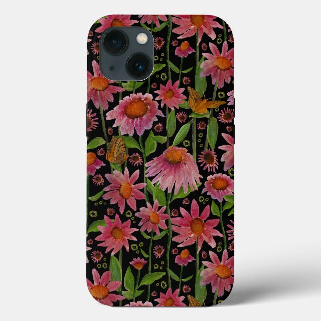 Elegante rosa schwarze Glühwürmchen Schmetterlinge Case-Mate iPhone Hülle (Rückseite)