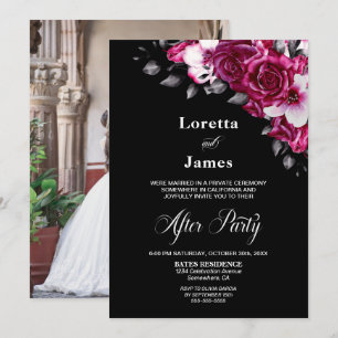 Elegante rosa Schwarze Hochzeitsempfehlung Einladung
