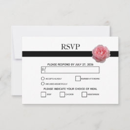 Elegante rosa schwarze Ribbon Wedding RSVP Karten