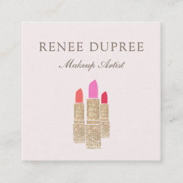 Elegante Rosa Sequin Lipstick Makeup Artist Beauty Quadratische Visitenkarte