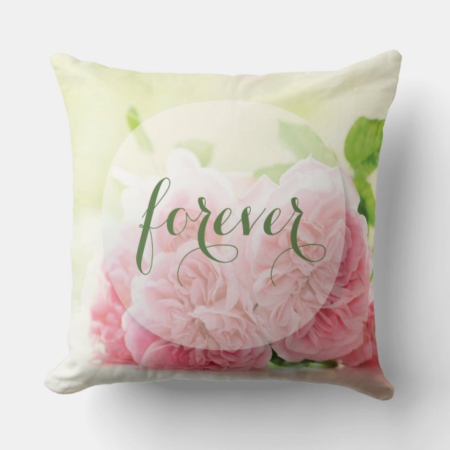Elegante Rosa Sommer-Rose Hochzeit für immer Kissen (Vorderseite)