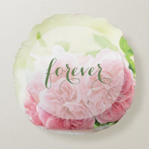 Elegante Rosa Sommer-Rose Hochzeit für immer Rundes Kissen