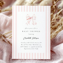 Elegante rosa Streifen Bow Baby Shower Baby Dusche