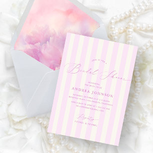 Elegante rosa Streifen Brautdusche Einladung