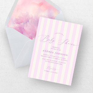 Elegante rosa Streifen Mädchen Dusche Einladung