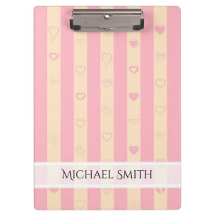 Elegante rosa Streifen Modernes Herzmuster Klemmbrett