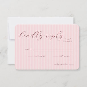 Elegante rosa Streifen RSVP Karte
