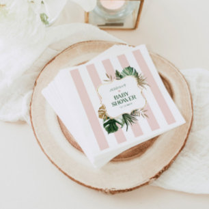 Elegante rosa Streifen tropische Babydusche Serviette