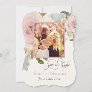 Elegante Rosa Sukkulente "Save the Date"-Foto Einladung