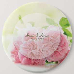Elegante Rosa Summer Rose Wedding Button