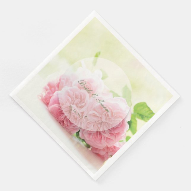 Elegante Rosa Summer Rose Wedding Serviette (Ecke)