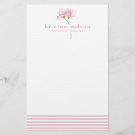 Elegante Rosa Sweet Pea Blume - Personalisiert Briefpapier