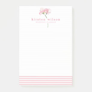 Elegante Rosa Sweet Pea Blume - Personalisiert Post-it Klebezettel