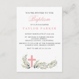 Elegante rosa Taufe/Christliche Einladung