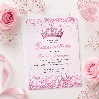 Elegante rosa Tiara Quinceañera-Einladung Einladung