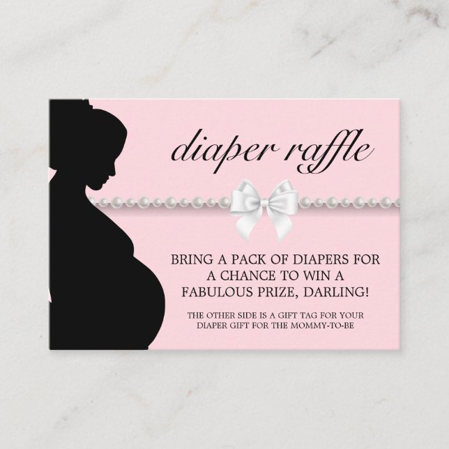 Elegante Rosa Tiffany Windel Raffle Baby Dusche Begleitkarte (Vorderseite)