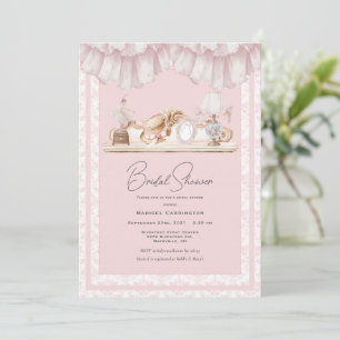 Elegante rosa Toile Vintage-Launige Bridal Shower- Einladung