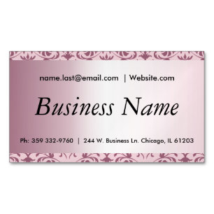 Elegante Rosa Tourmaline Damask Magnetische Visitenkarte