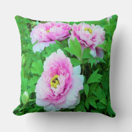 Elegante Rosa Tree Peony Blume mit Gelbzentrum Kissen