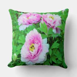 Elegante Rosa Tree Peony Blume mit Gelbzentrum Kissen