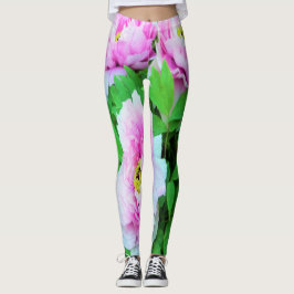 Elegante Rosa Tree Peony Blume mit Gelbzentrum Leggings