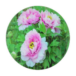Elegante Rosa Tree Peony Blume mit Gelbzentrum Schneidebrett