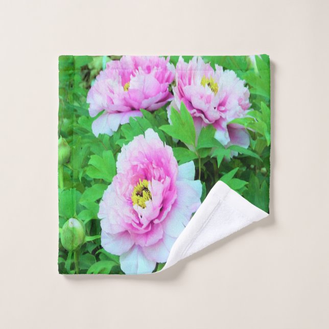 Elegante Rosa Tree Peony Blume mit Gelbzentrum Waschlappen (Waschlappen)