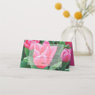 Elegante Rosa Tulips Hochzeit Platzkarte