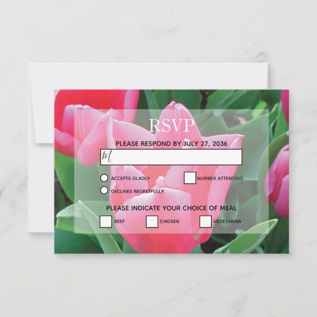 Elegante rosa Tulips Hochzeit RSVP Cards (Vorderseite)