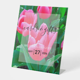 Elegante rosa Tulips Hochzeiten Karten und Geschen Sockelschild