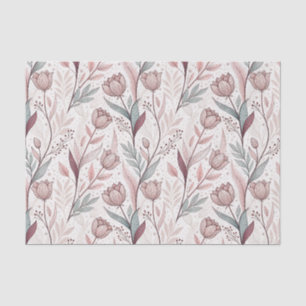 Elegante rosa Tulpe und florales Design mit Linien Seidenpapier