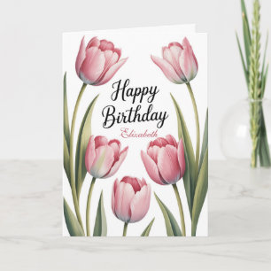 Elegante rosa Tulpen-Blumen-Geburtstag Karte