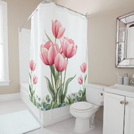 Elegante rosa Tulpen Blumen-Geschenk zum Muttertag Duschvorhang