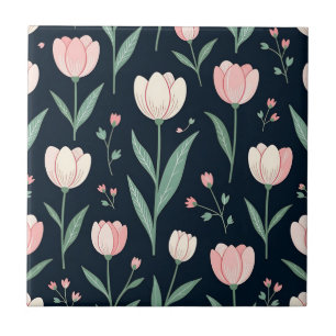 Elegante rosa Tulpen Blumen nahtloses Muster Fliese