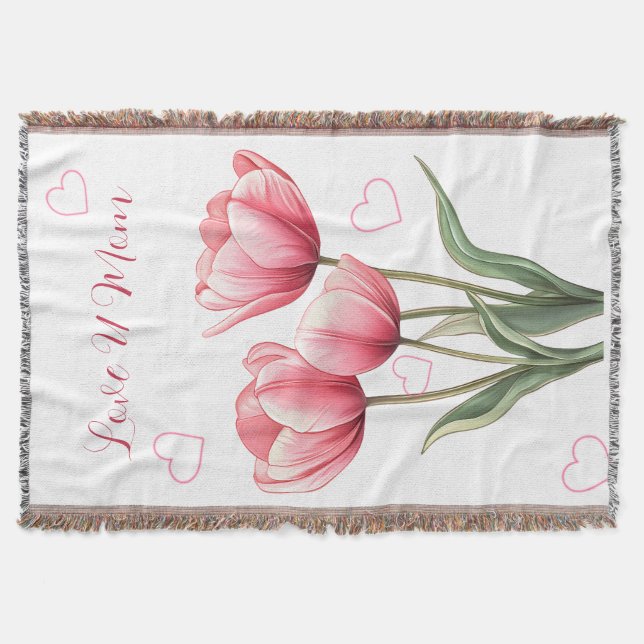 Elegante rosa Tulpen Floral Muttertag  Decke (Vorderseite)