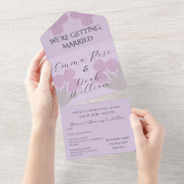 Elegante rosa Tulpen Hochzeit Alles in einer Einla All In One Einladung