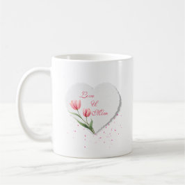 Elegante rosa Tulpen & Papierherz Muttertag Kaffeetasse